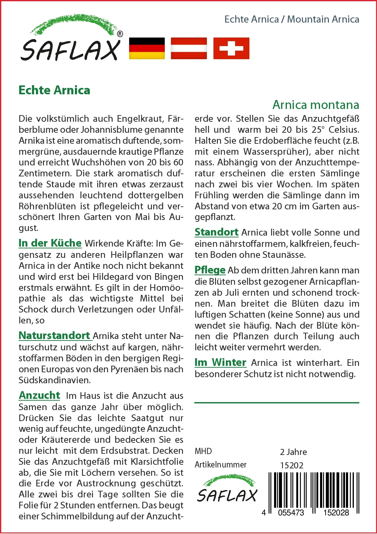 Echte Arnica | Heilpflanzensamen Von Saflax 2 Echte Arnica | Heilpflanzensamen Von Saflax – Bild 2