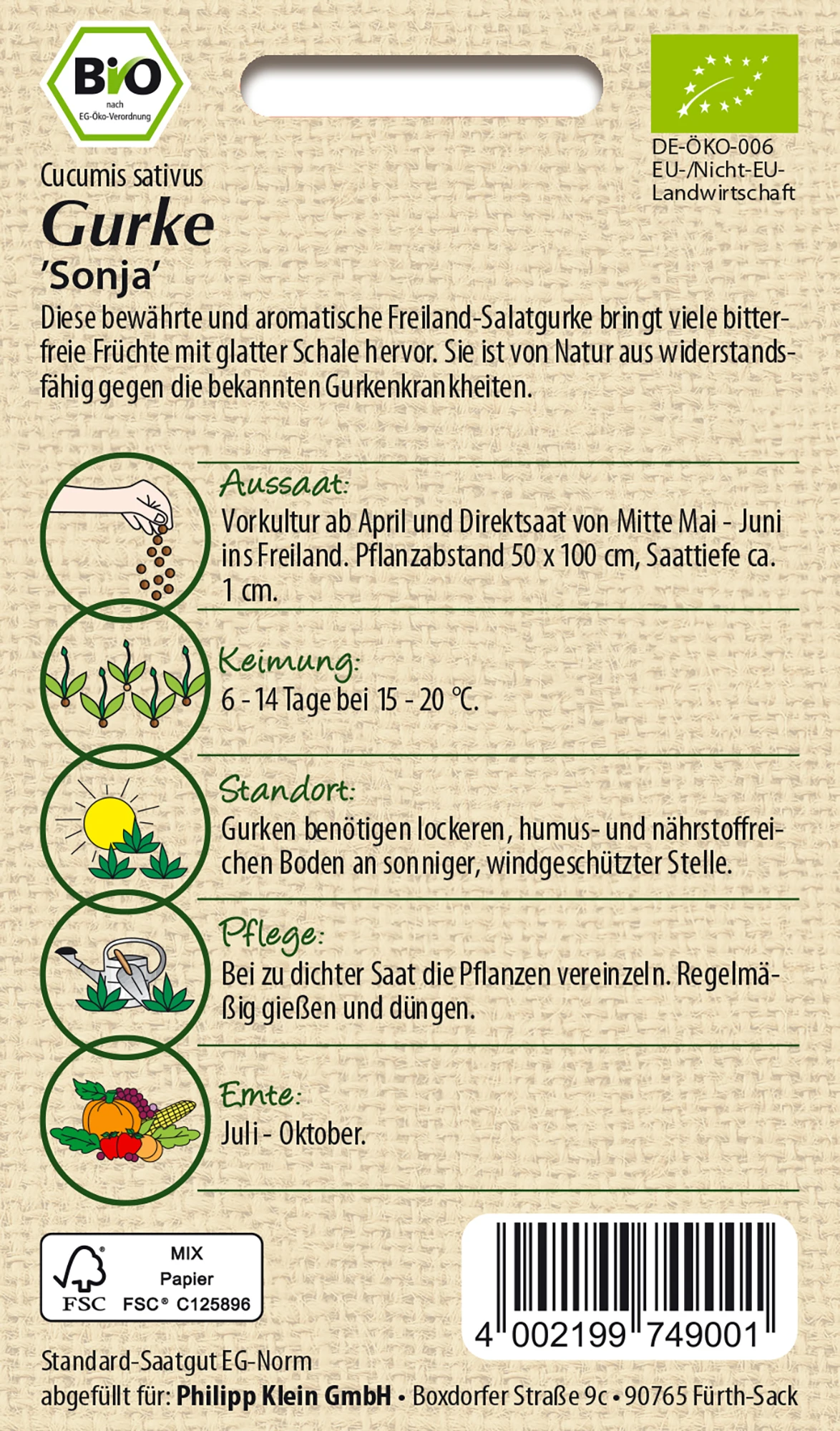 BIO Freilandgurke Sonja | Freilandgurkensamen Von Samen Pfann 1 BIO Freilandgurke Sonja | Freilandgurkensamen Von Samen Pfann