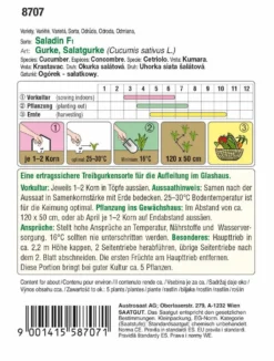 Salatgurke Saladin F1 | Glashausgurkensamen Von Austrosaat
