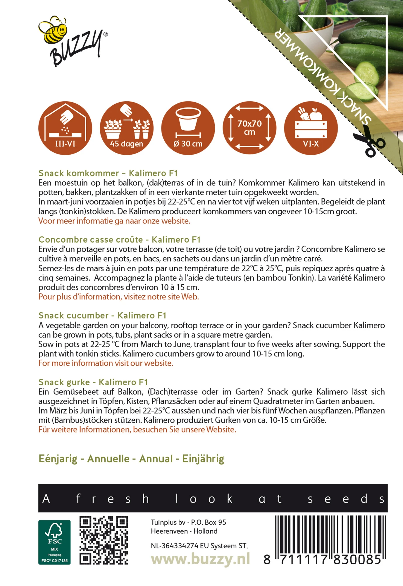 Snack Gurke Kalimero F1 | Minigurkensamen Von Buzzy Seeds 2 Snack Gurke Kalimero F1 | Minigurkensamen Von Buzzy Seeds – Bild 2