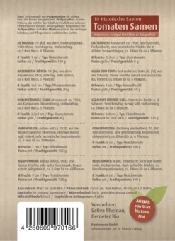 Tomatensamen 10 Alte Sorten Set | BIO Gemüsesamen-Sets Von Biobalu -Blüte Und Blatt 550612 BIO Tomatensamen 10 Alte Sorten Set BB1006 1
