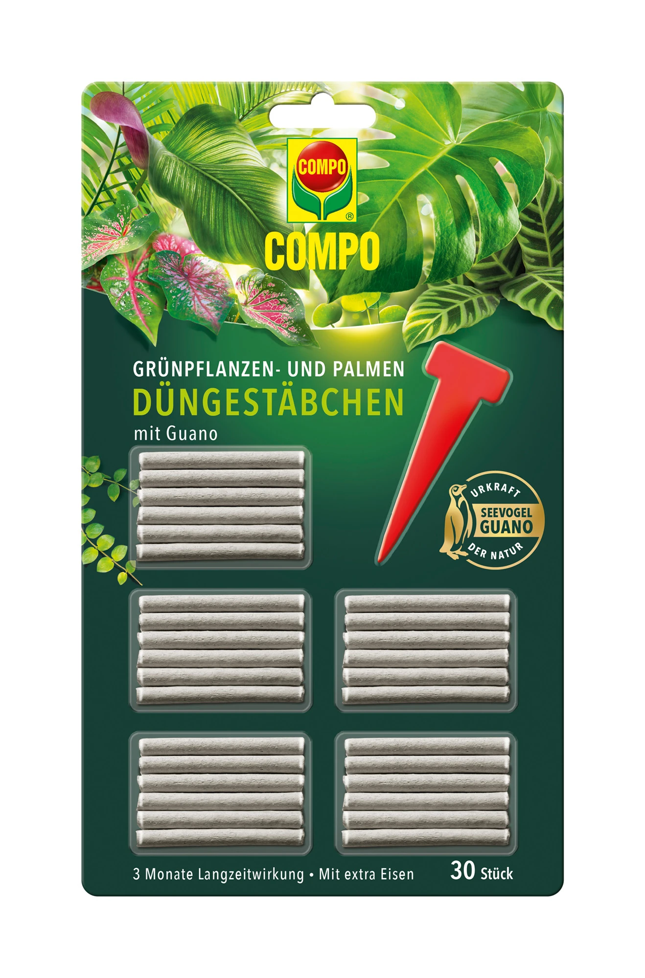 Grünpflanzen- Und Palmen Düngestäbchen Mit Guano (30 Stück) | Dünger Von COMPO 1 Grünpflanzen- Und Palmen Düngestäbchen Mit Guano (30 Stück) | Dünger Von COMPO