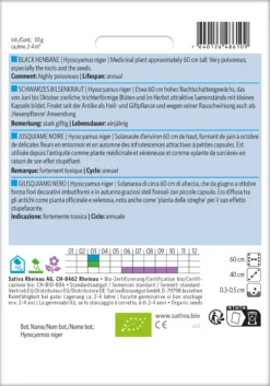 Schwarzes Bilsenkraut | BIO Heilpflanzensamen Von Sativa Rheinau